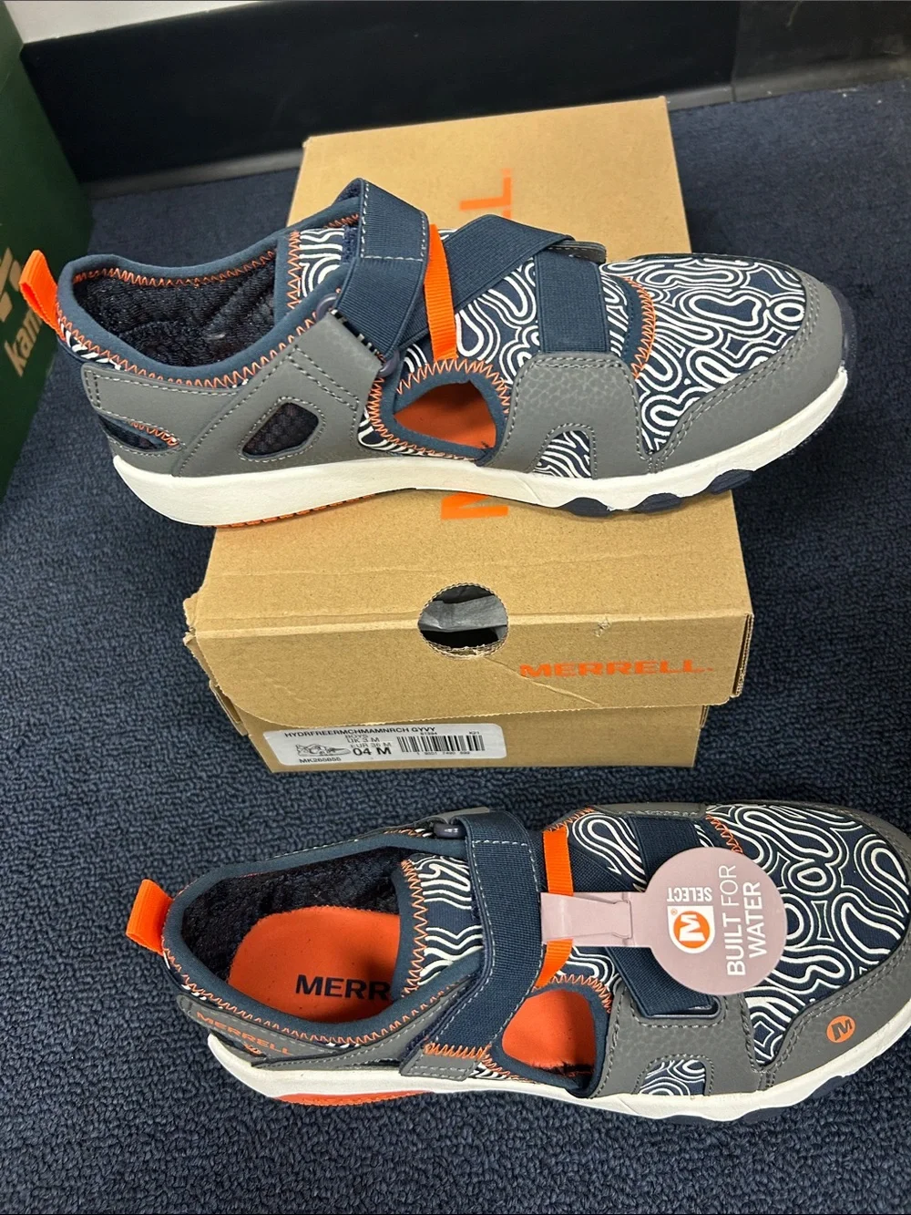 Merrell Kids hydro  Navy and Orange Water-Ready Sandals